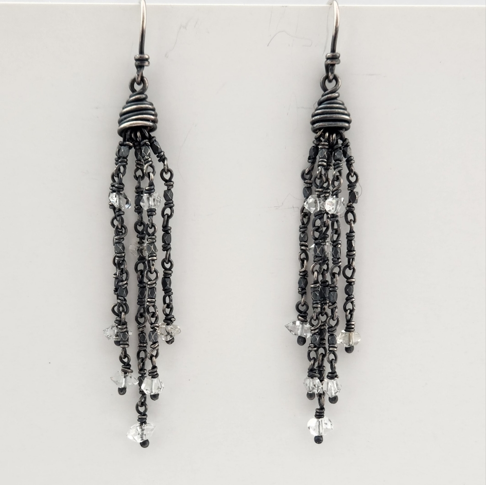 Dangle Chain and Crystal Earrings
